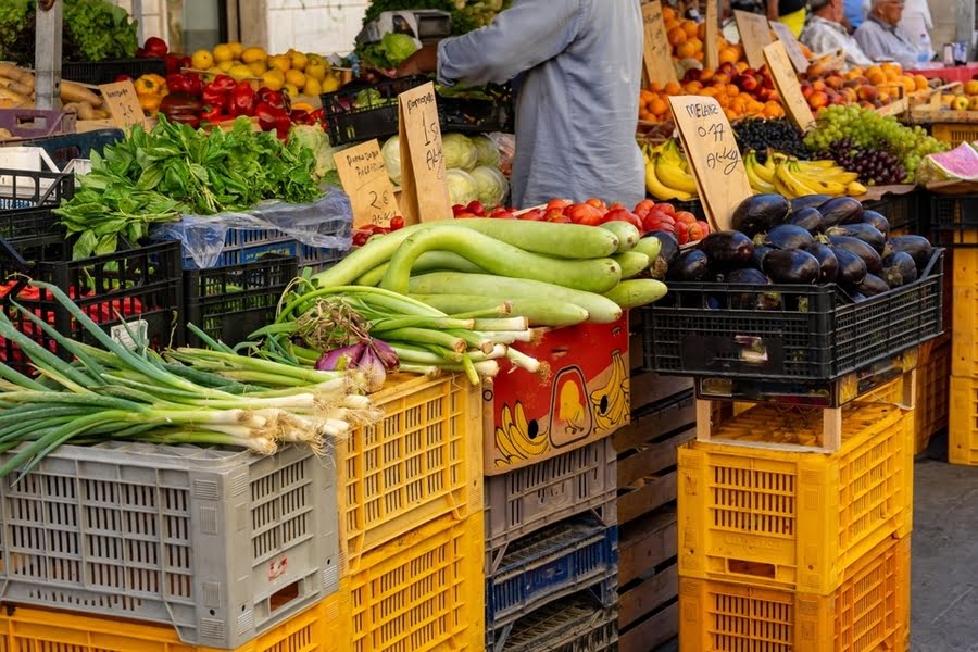 verse groenten op de markt